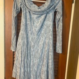 Wild Fable Blue Long Sleeve Cowl Neck A-Line Dress